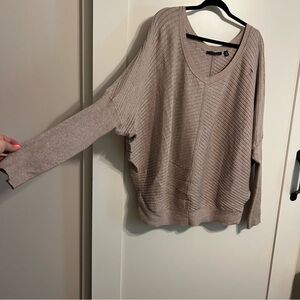Cyrus Tan V-Neck Sweater Soft Knit Relaxed Fit